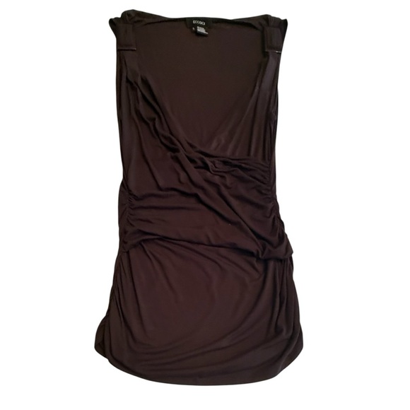 ECCOCI by Carlisle Chocolate Brown Sleeveless V Neck Ruched Top Size Large $195 - Picture 1 of 10
